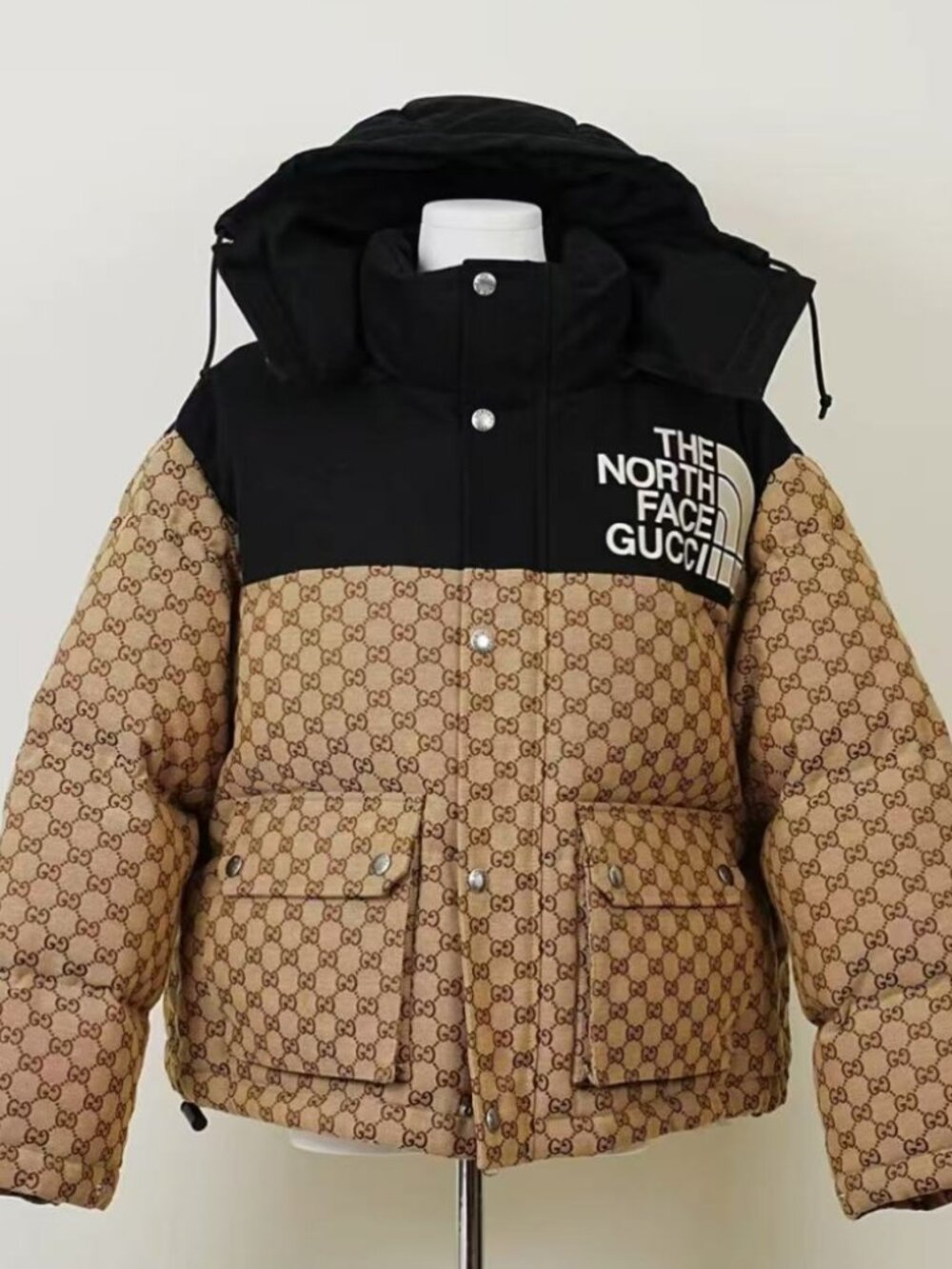 Gucci × The North Face Beige GG Canvas Puffer Coat